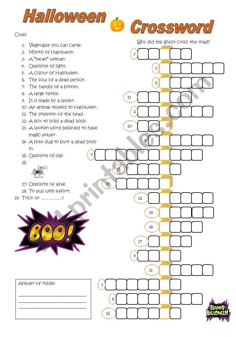 Halloween Crossword worksheet