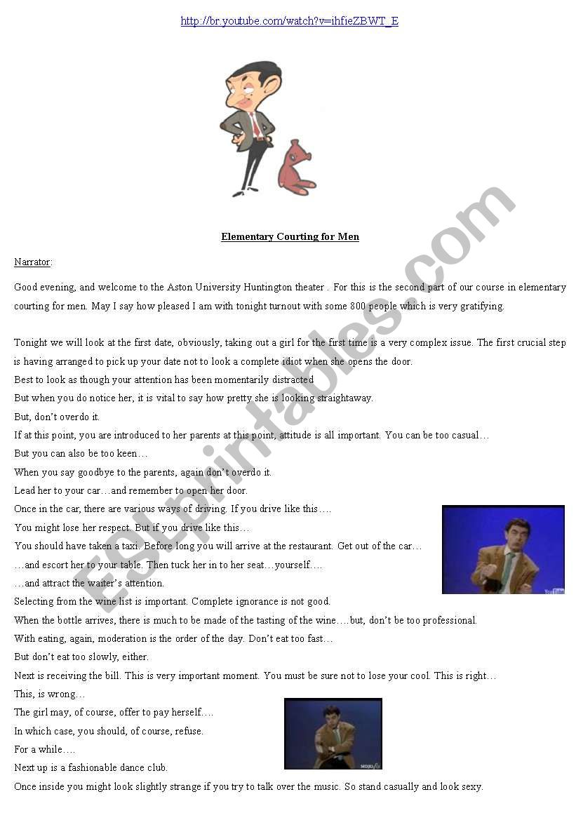 Mr. Bean - Dating course worksheet