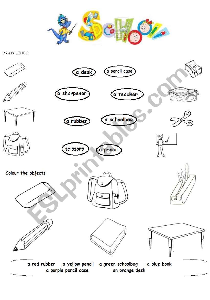 School objects worksheet