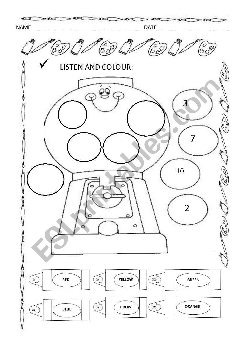 Listen and Colour worksheet