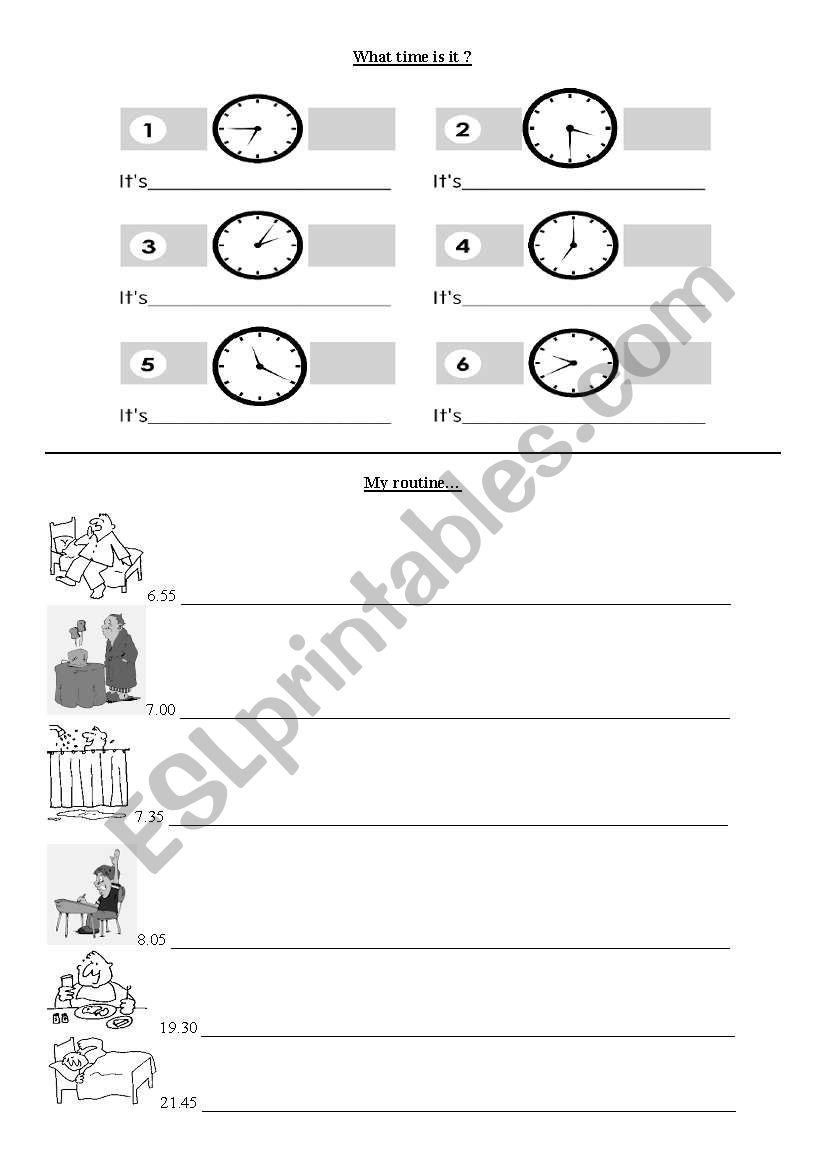 the time / the routine worksheet
