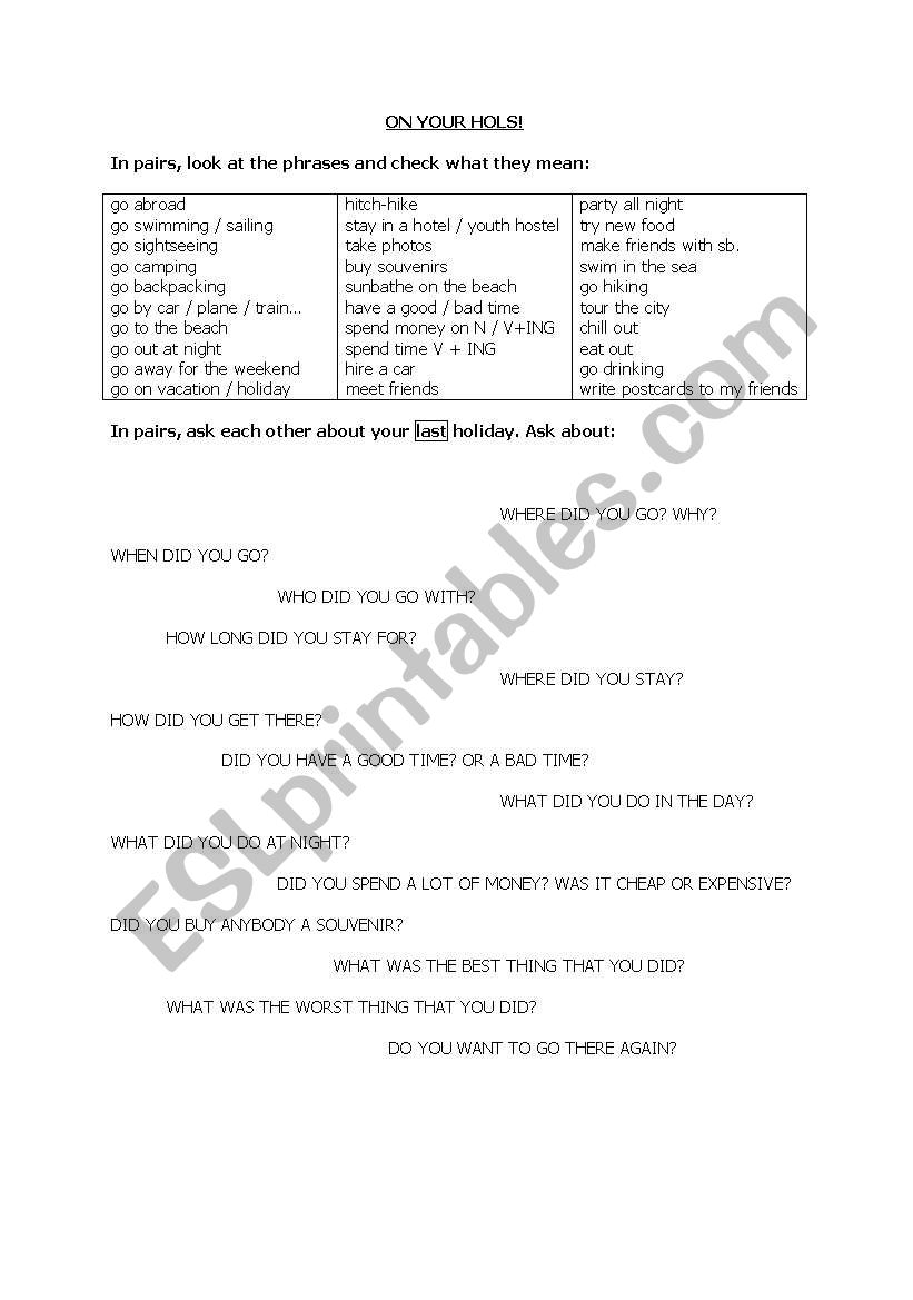 Holiday Vocabulary & Discussion