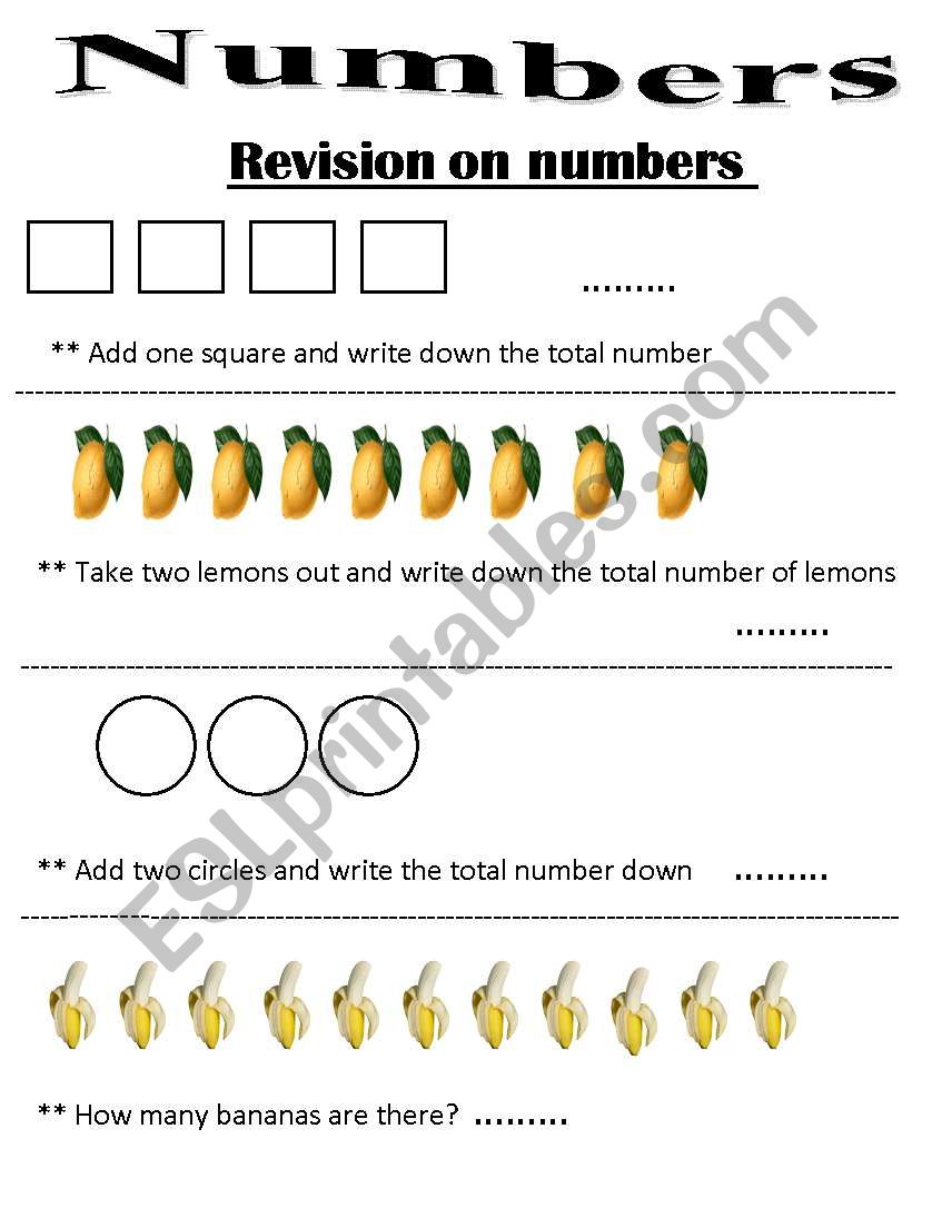 Excercise on numbers  worksheet