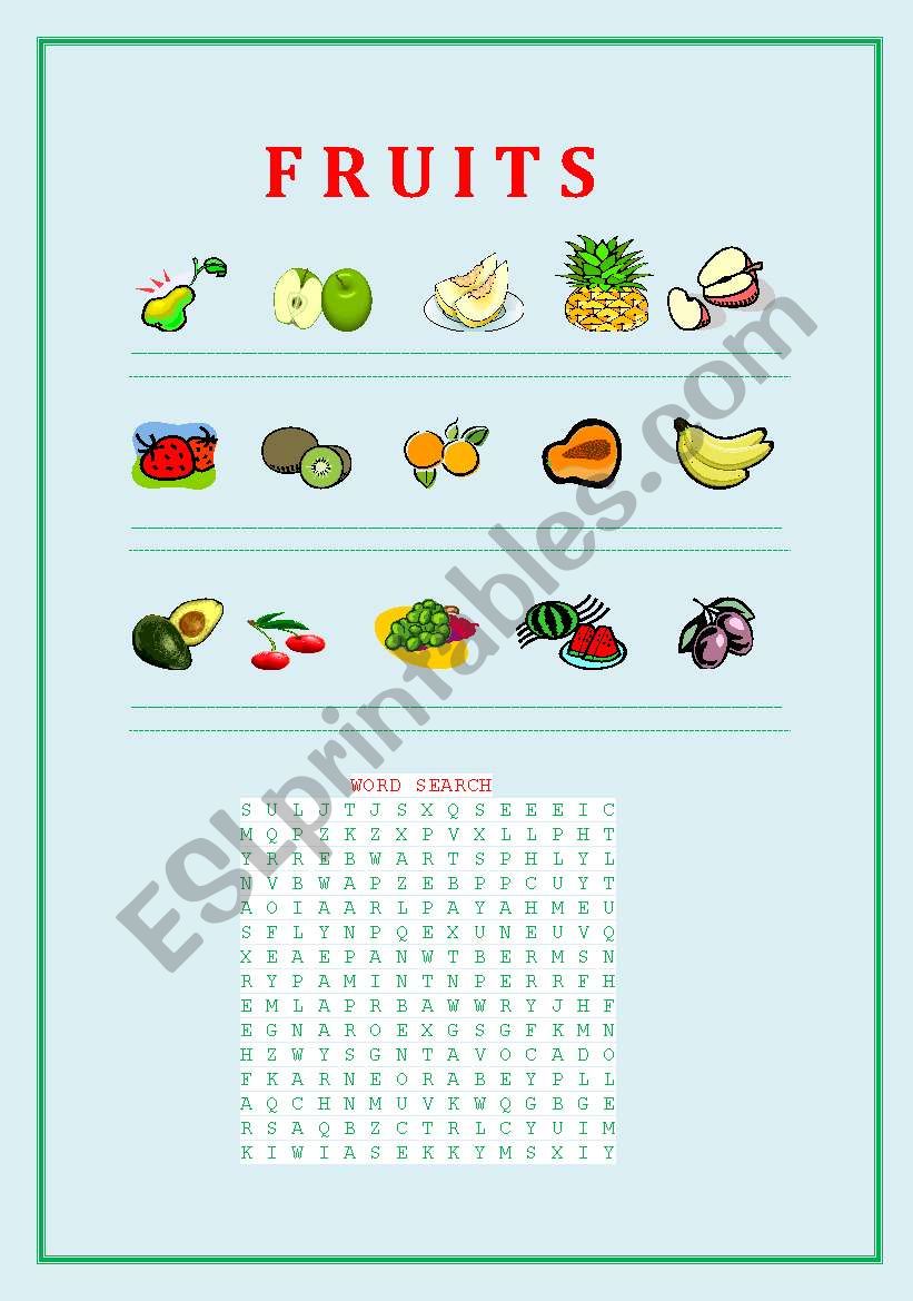 FRUITS worksheet