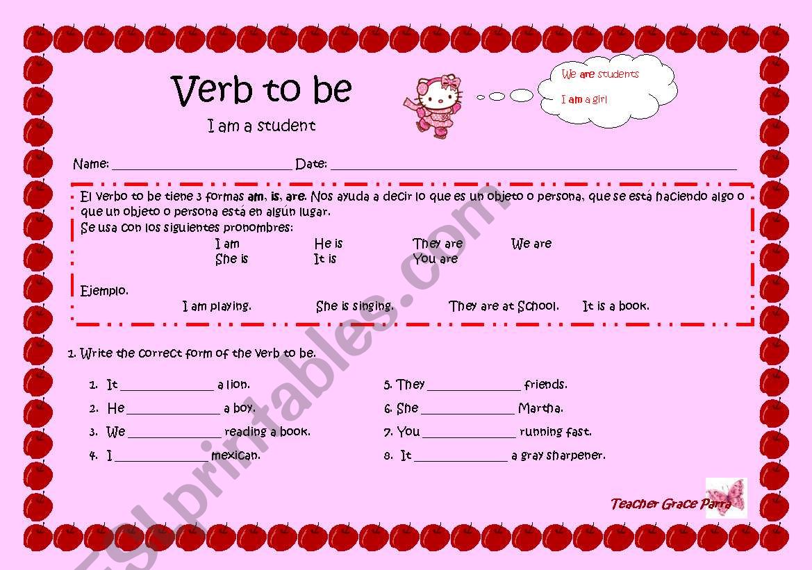 Verb to be worksheet