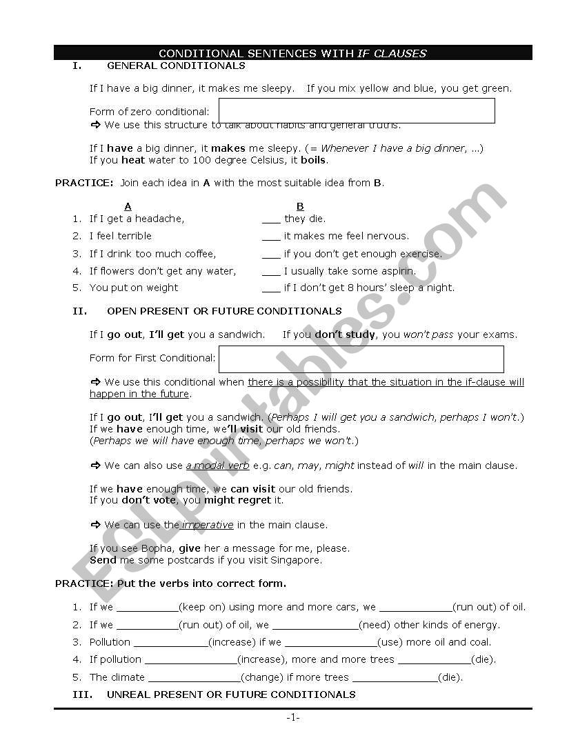 Conditional with if-clause worksheet