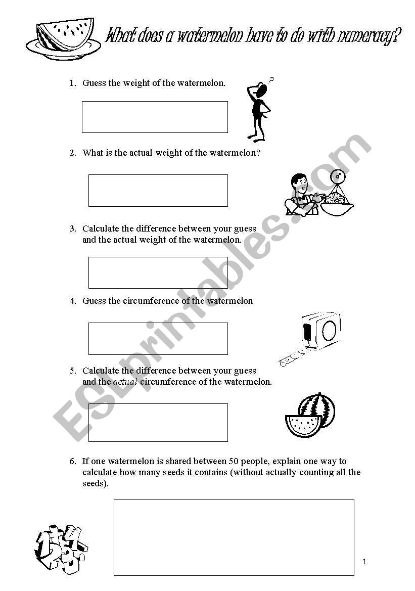 Watermelon Maths worksheet