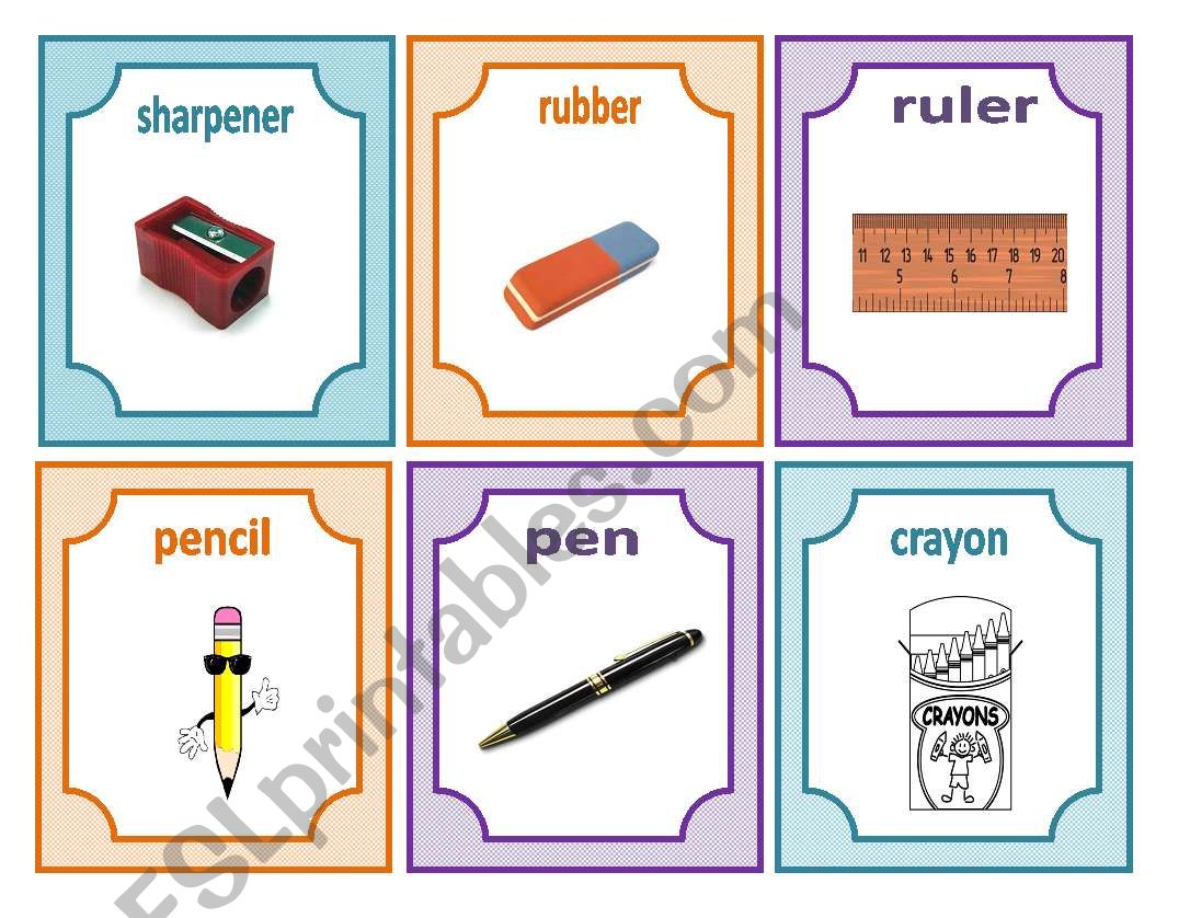 School objects worksheet