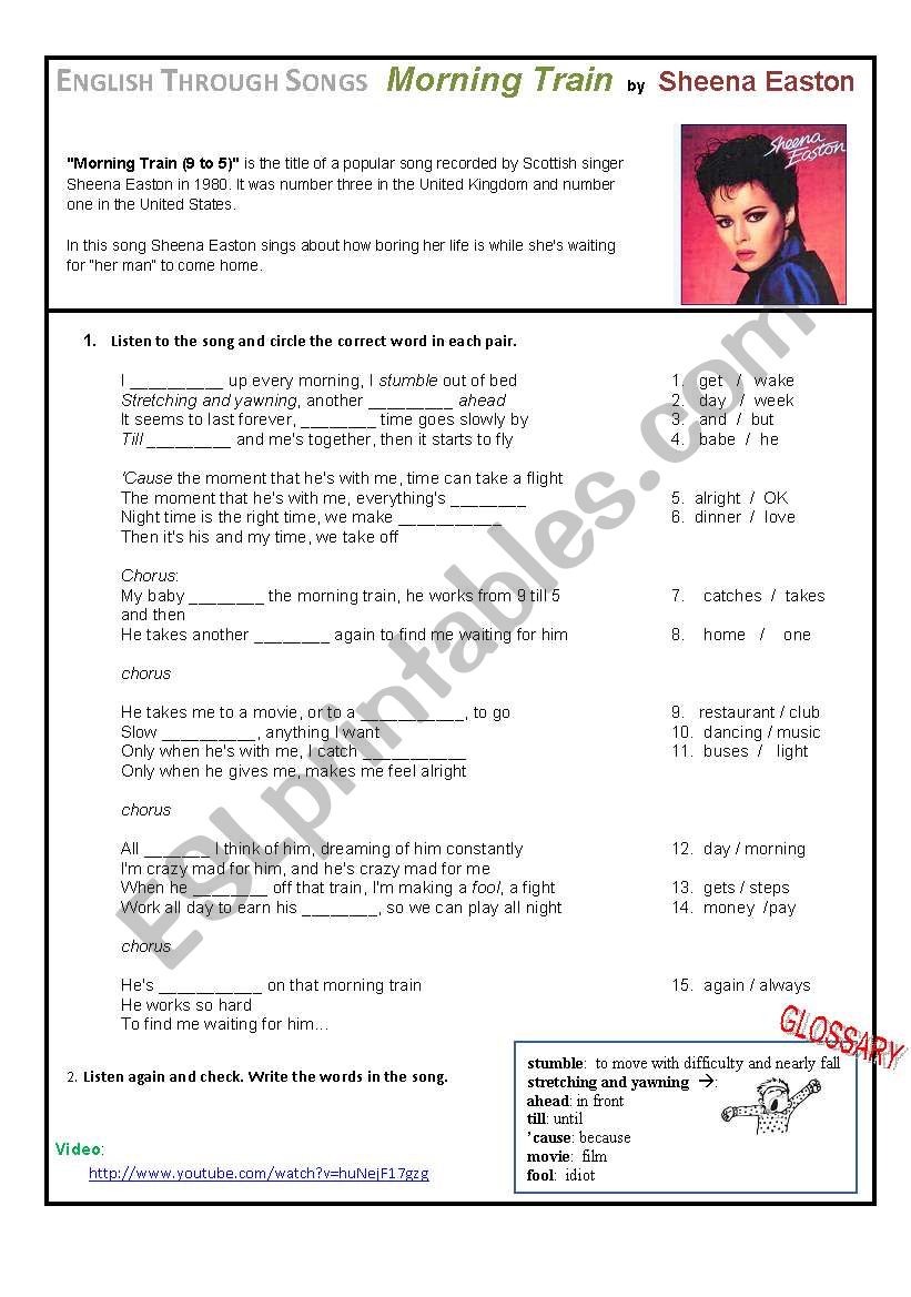 English through songs 2 worksheet