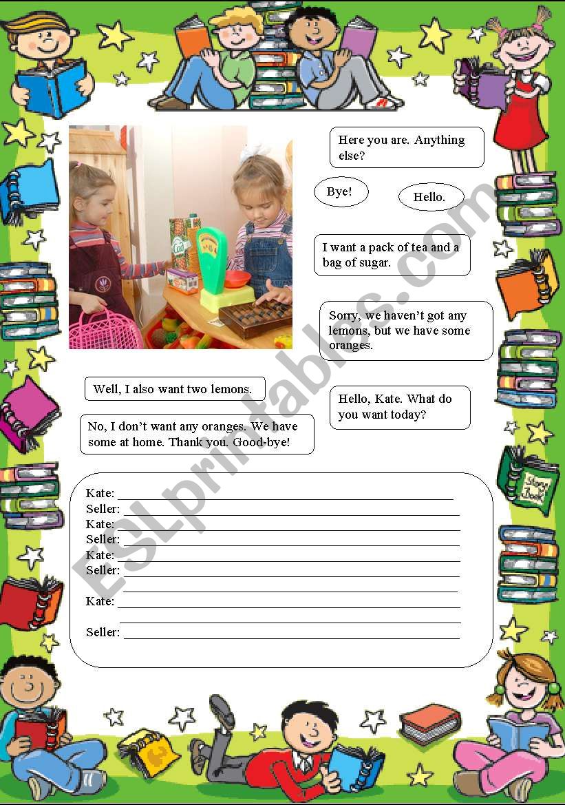 A conversation in the shop. worksheet