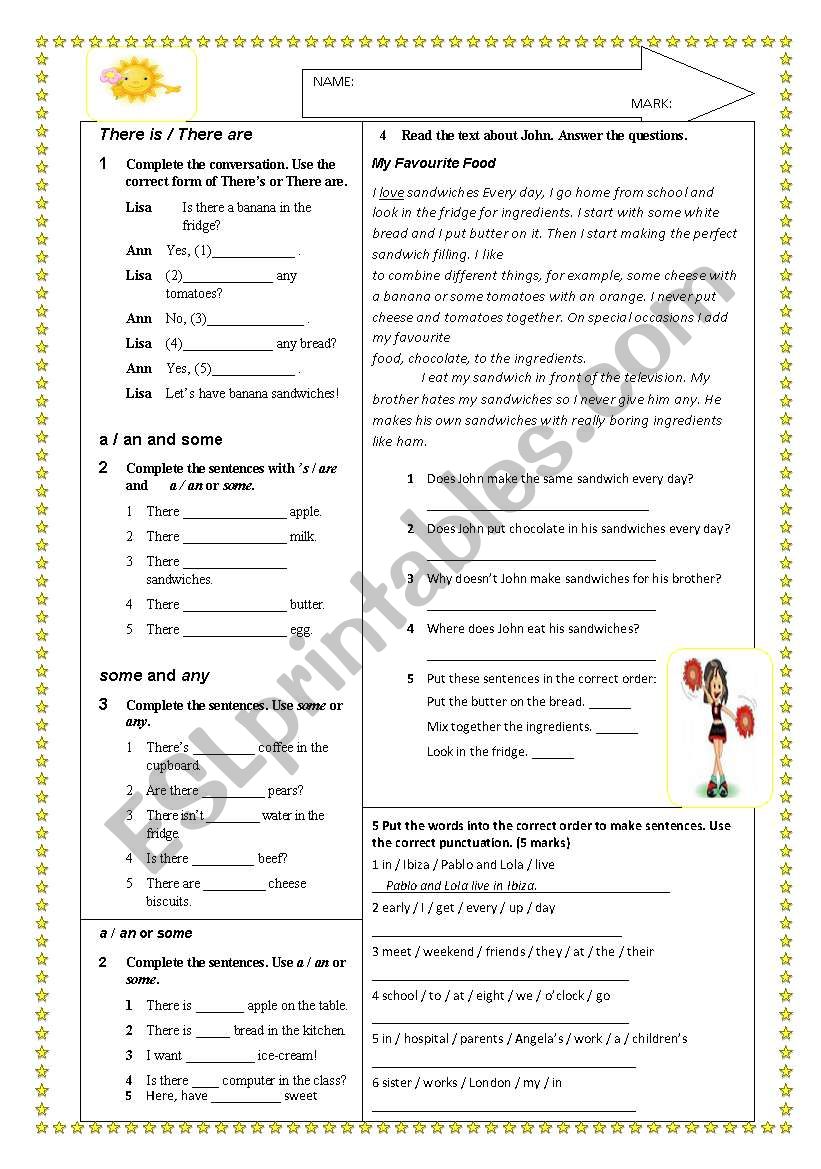 elementary test worksheet