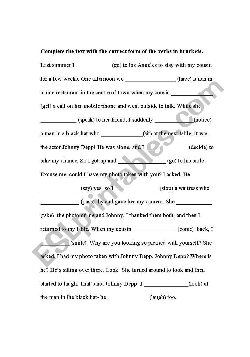 VERB TENSES worksheet