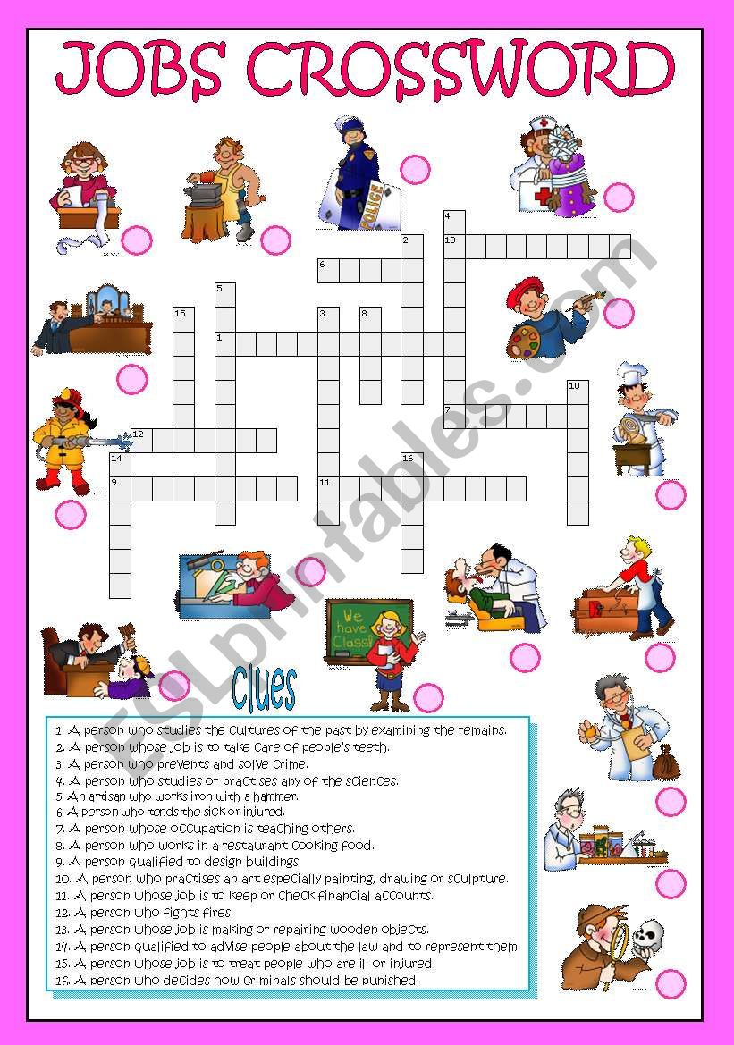 Jobs Crossword worksheet