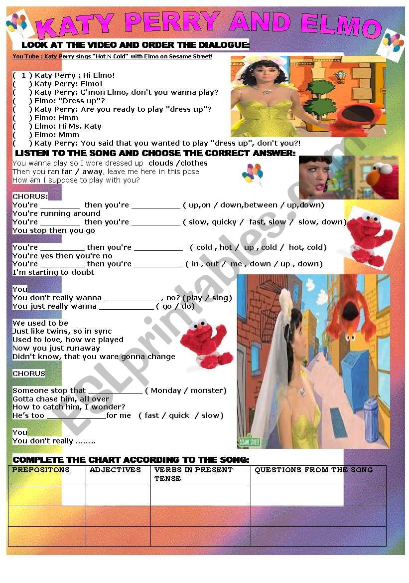 KATY PERRY AND ELMO worksheet