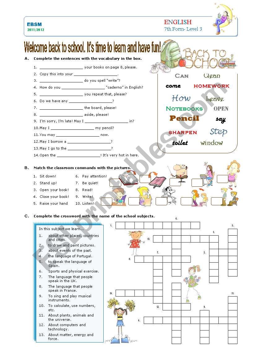 Back to school_1 worksheet