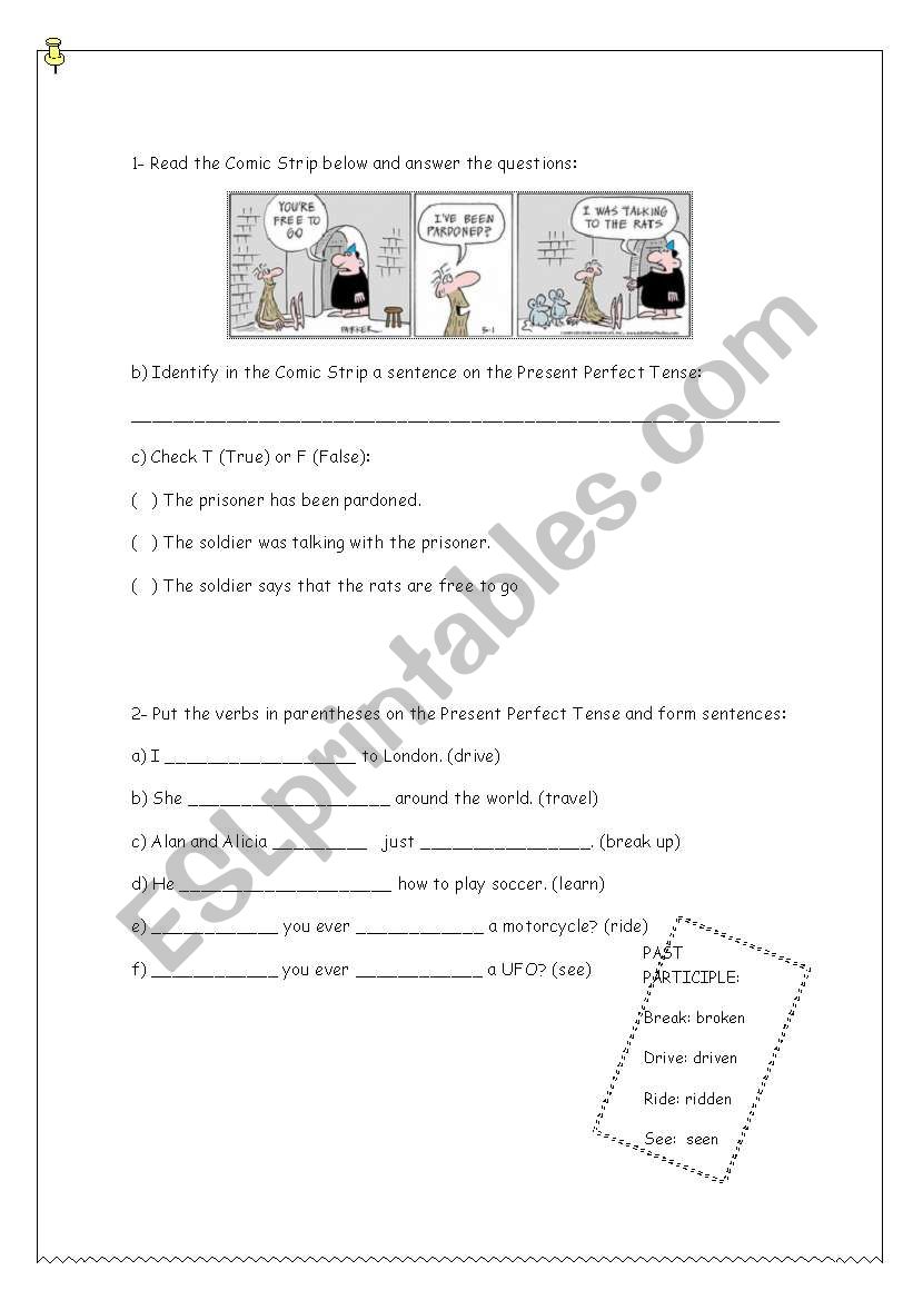 PRESENT PERFECT WORKSHEET worksheet