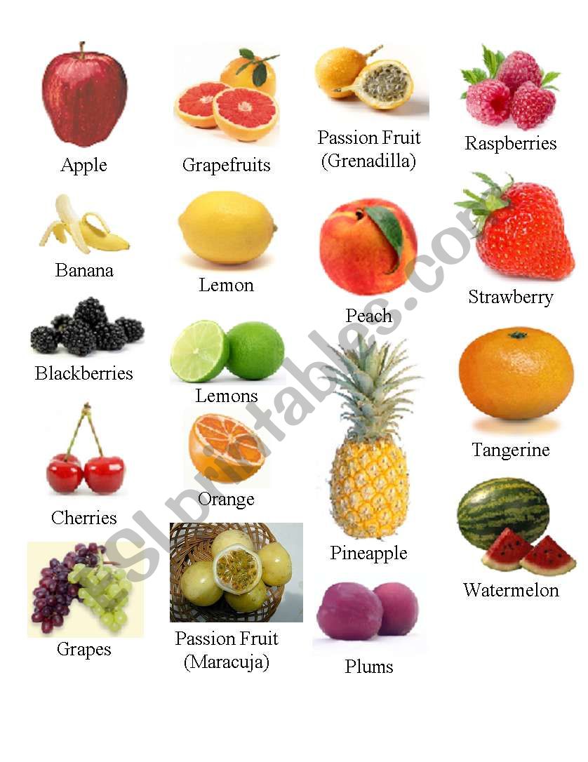 Fruits worksheet