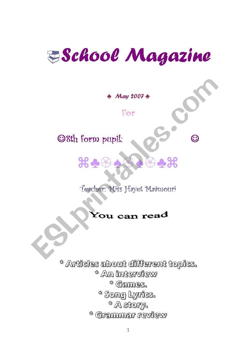 school magazine worksheet
