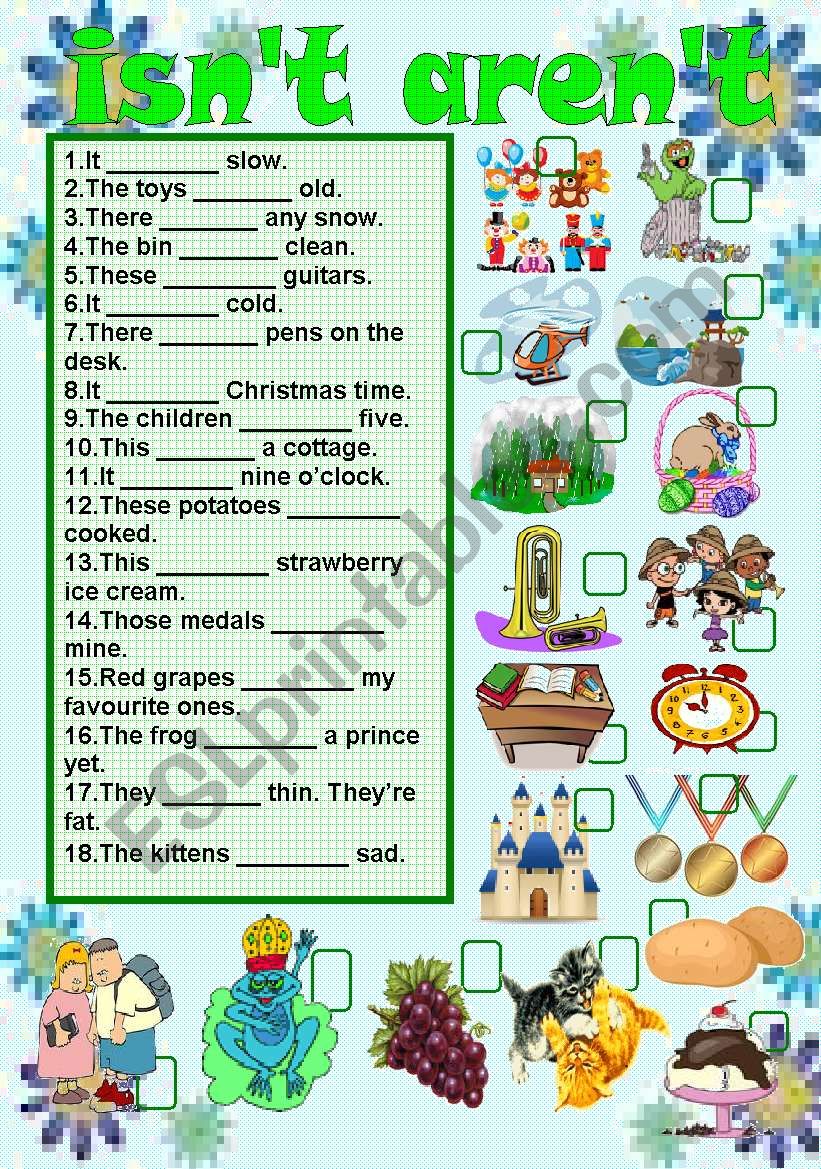 isnÂ´t-arenÂ´t worksheet