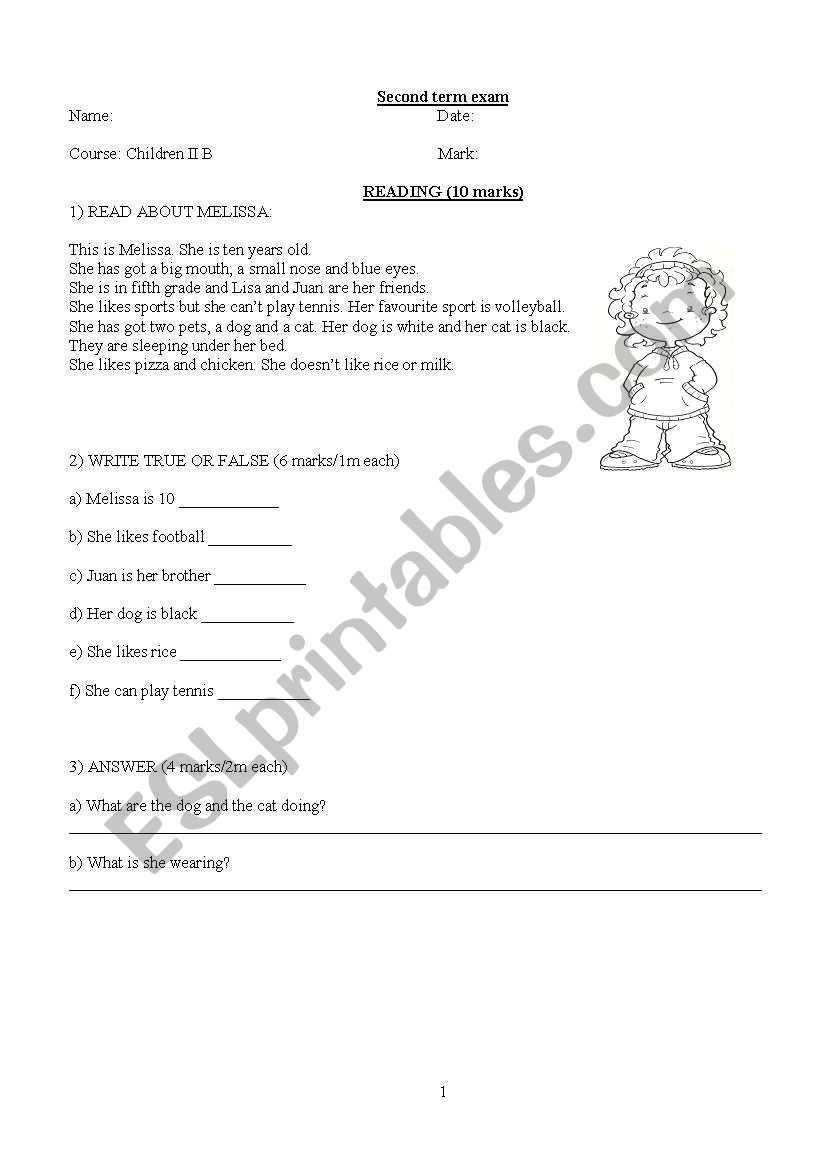 exam for kids worksheet