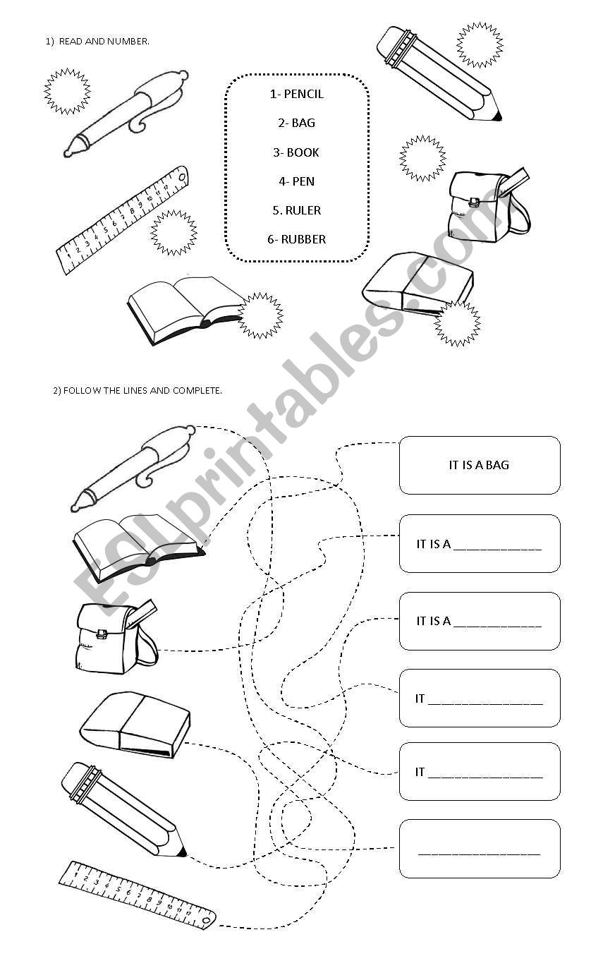 SCHOOL OBJECTS worksheet