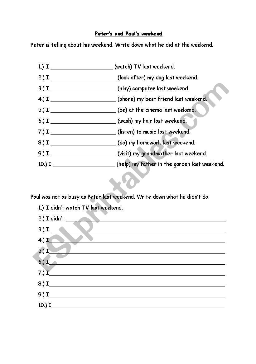 practice simple past worksheet