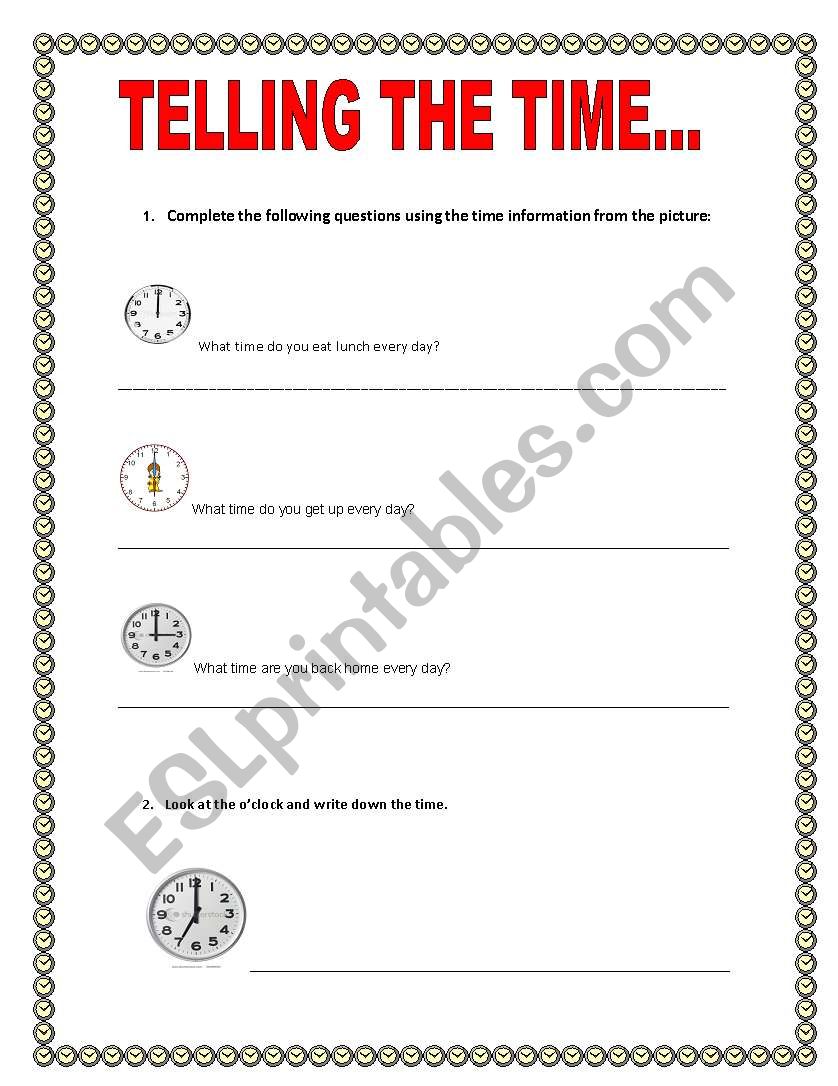 Telling The Time worksheet