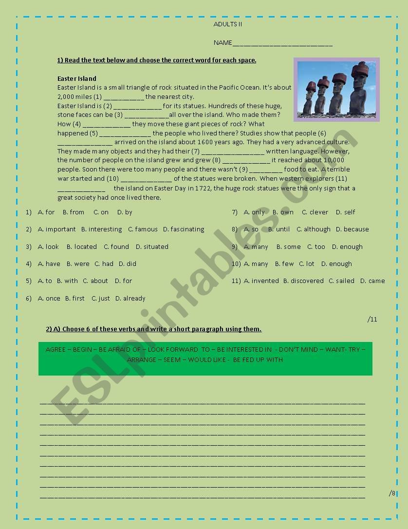 intermediate test worksheet