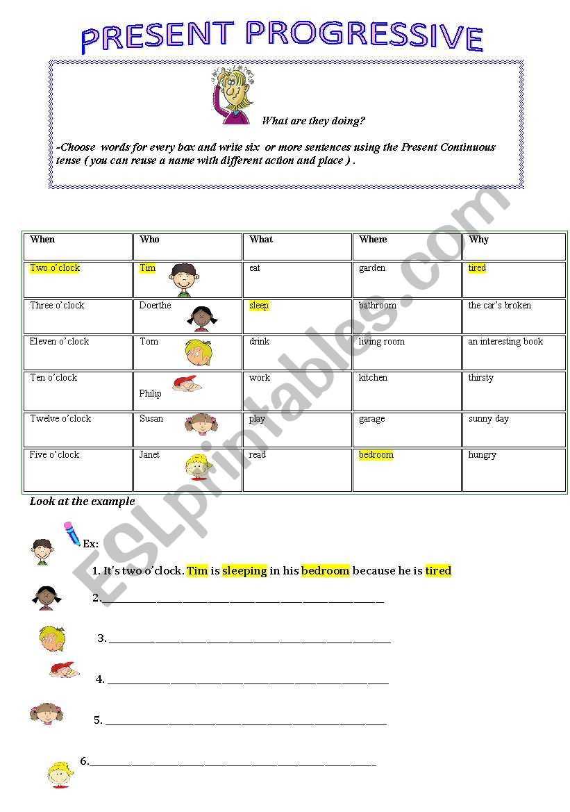 PRESENT PROGRESSIVE worksheet