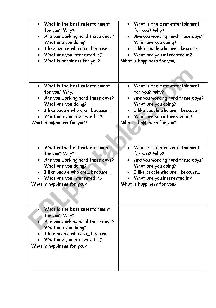 3 questions worksheet