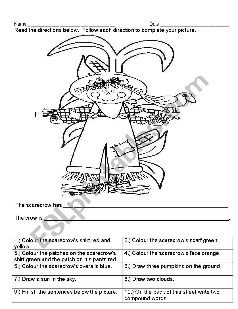 scarecrow  worksheet