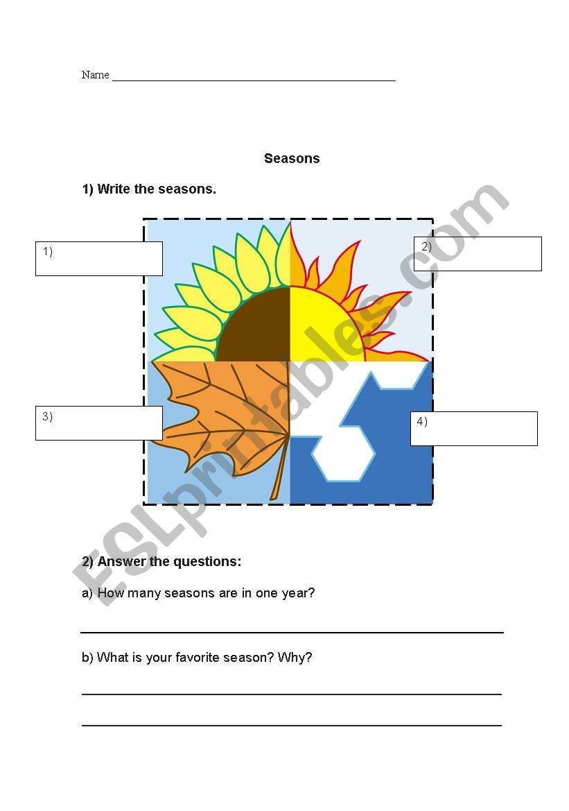 Seasons worksheet