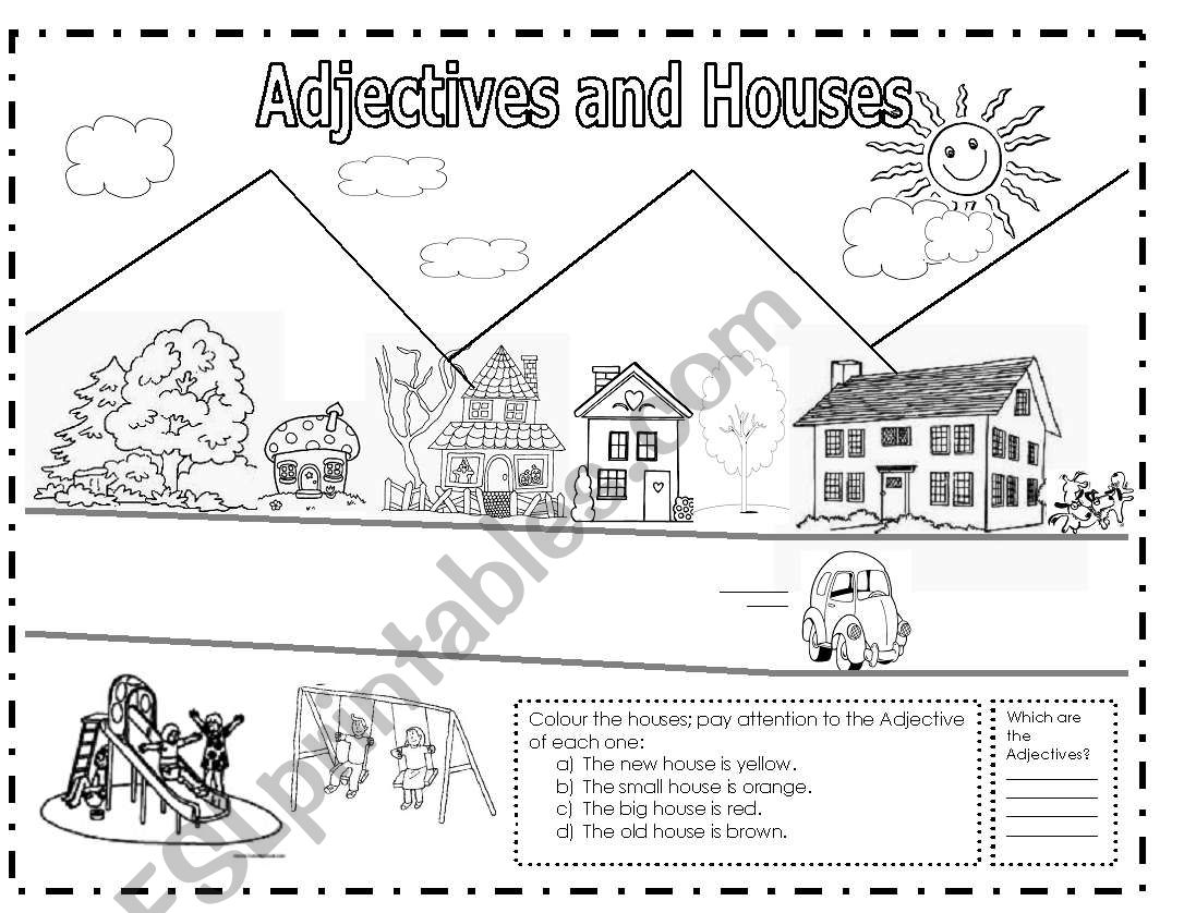Adjectives and Houses worksheet