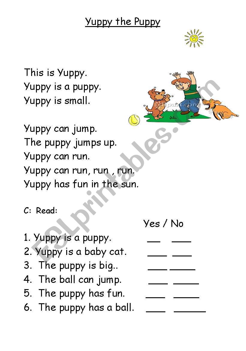 Yuppy the Puppy worksheet