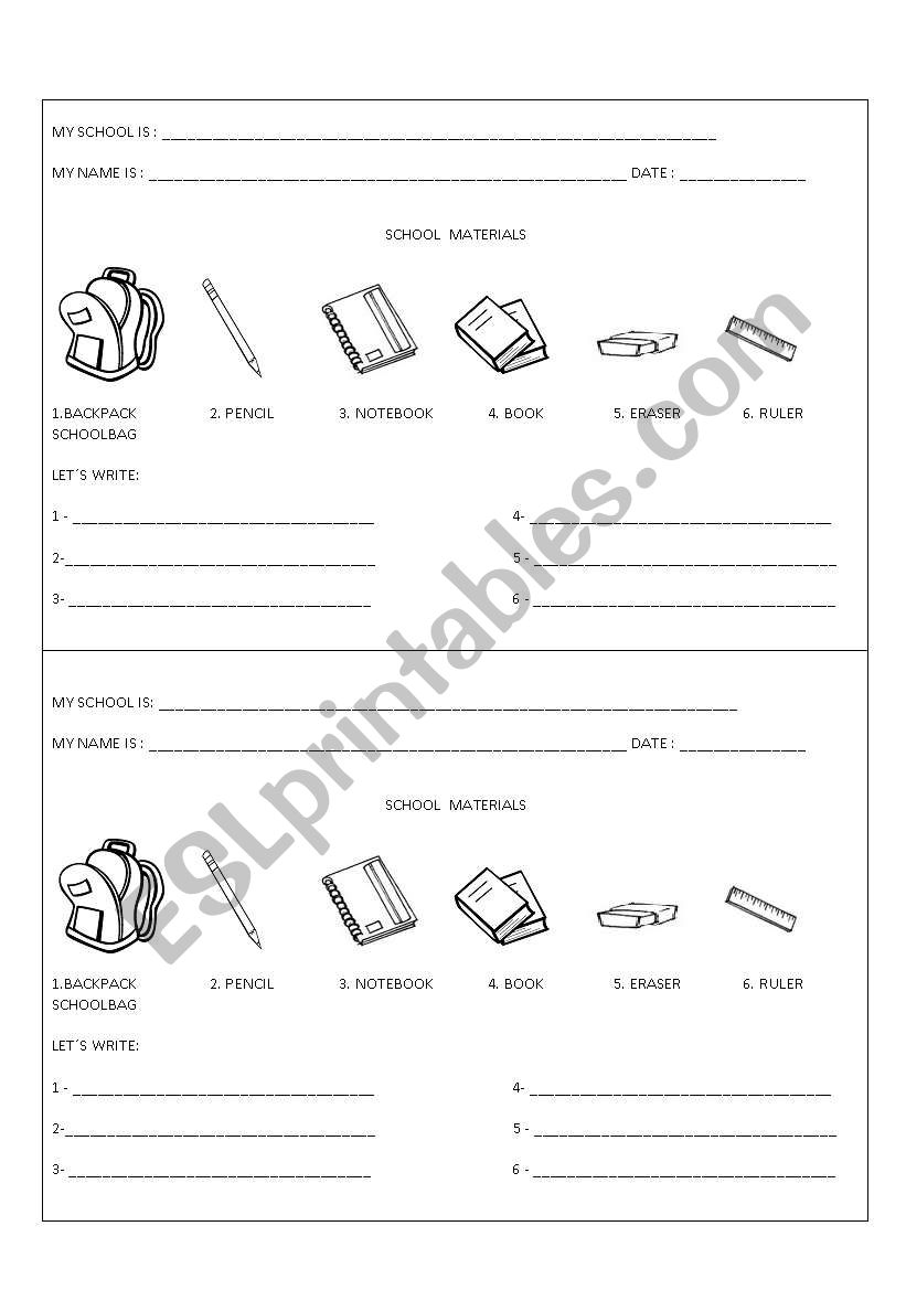 SCHOOL MATERIAL worksheet