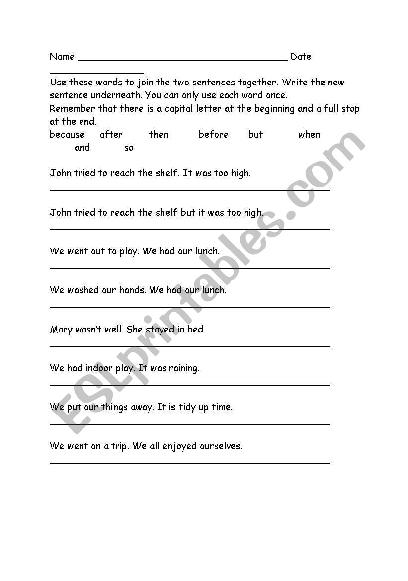 Conjunctions worksheet