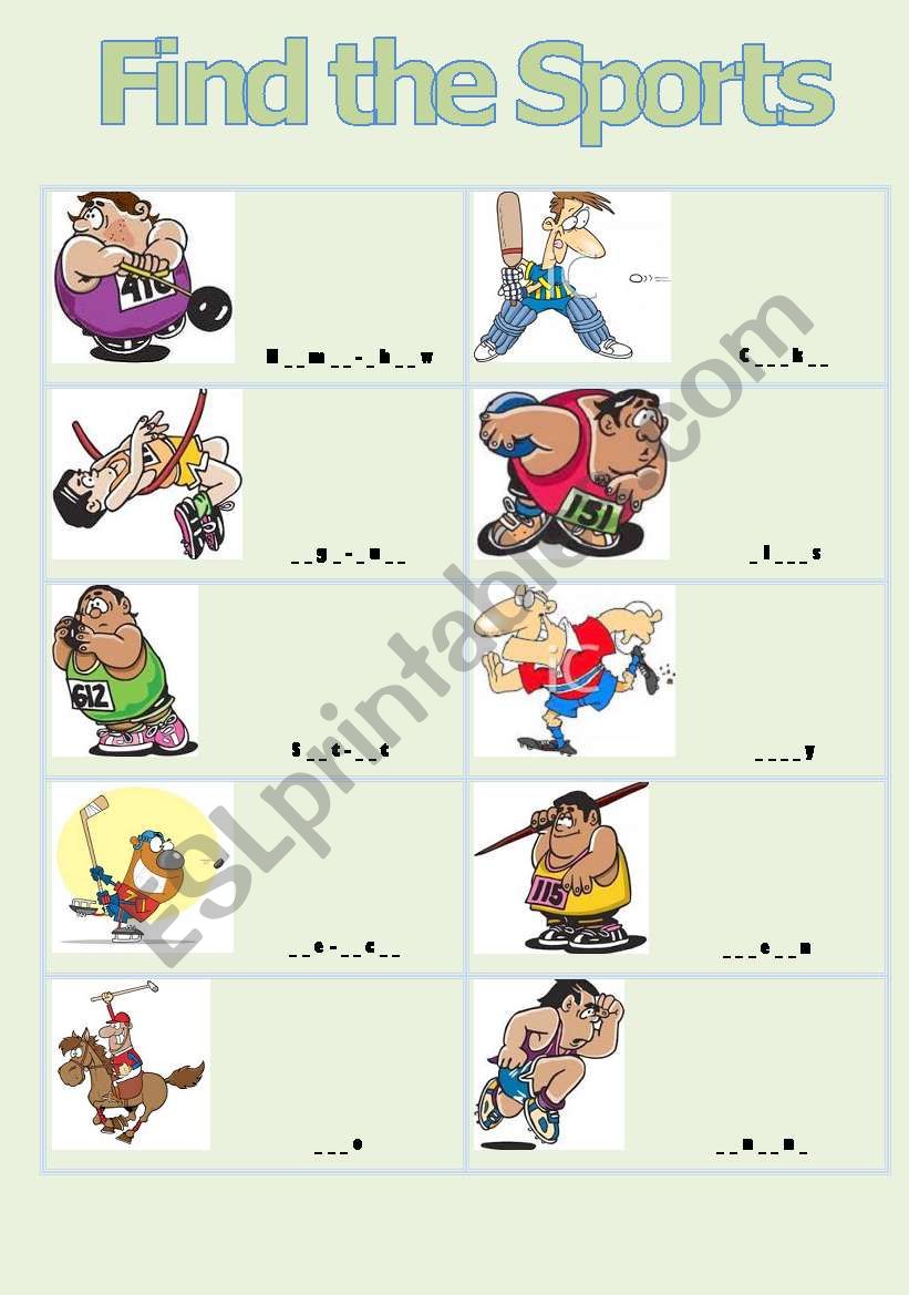 PRACTISING SPORTS VOCABULARY worksheet