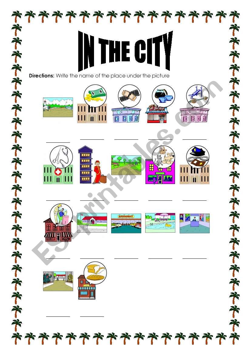 PLACES IN THE CITY worksheet