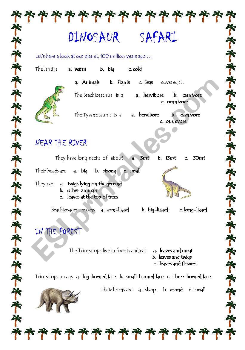 Dinosaur safari  worksheet