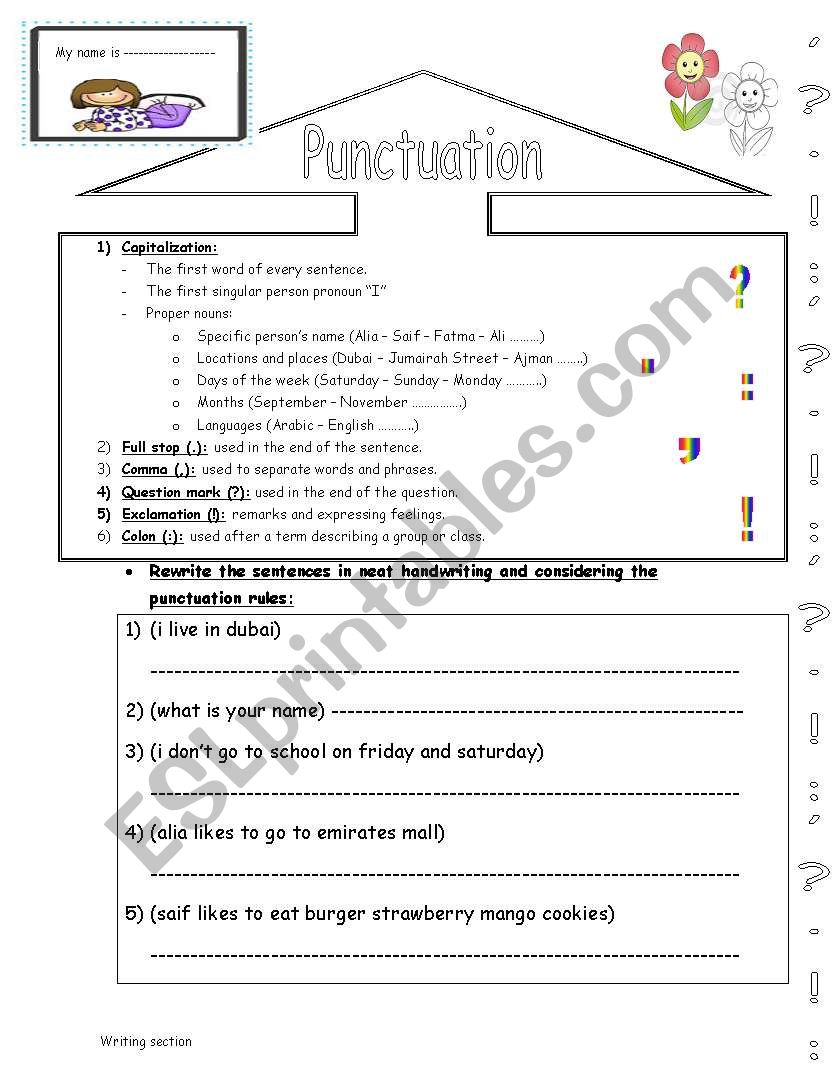 punctuation worksheet