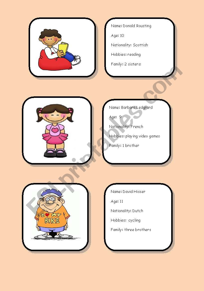 IDENTITY CARDS worksheet