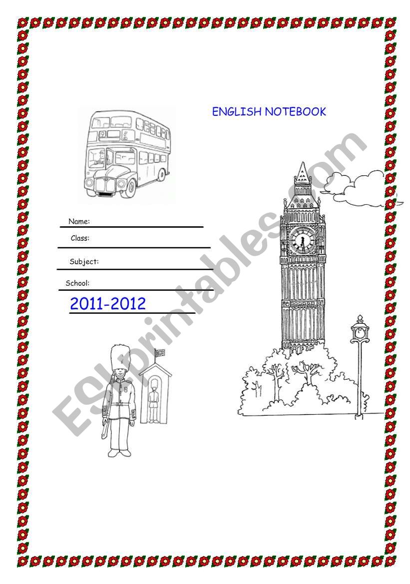 English notebook worksheet