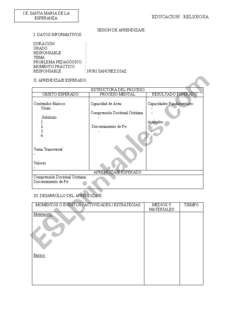 sesion de clase worksheet