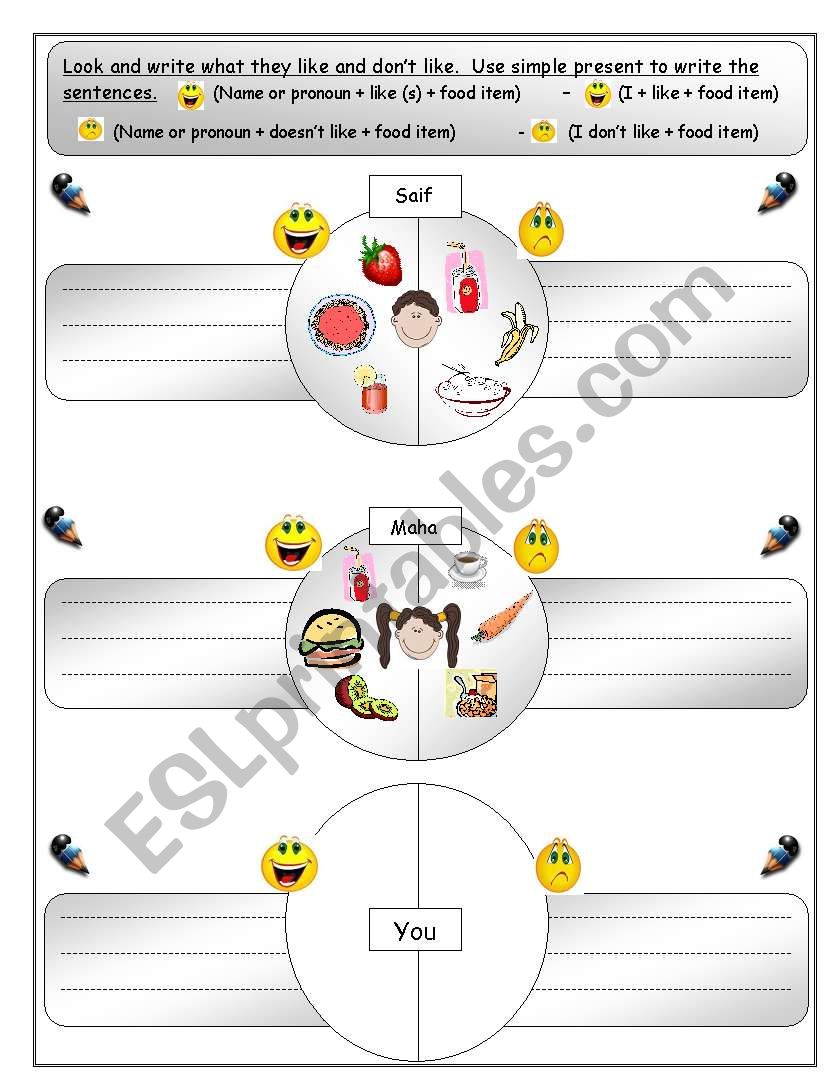 expressing like and dislike worksheet