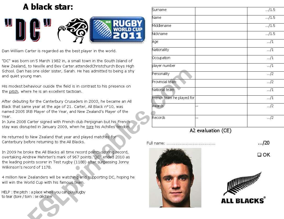 Dan Carter : a black star worksheet