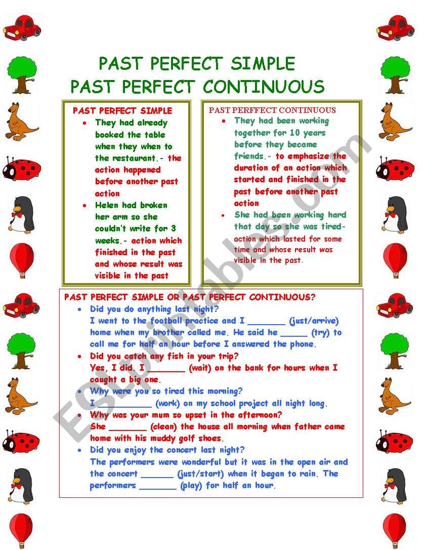 Past perfect simple and continuous
