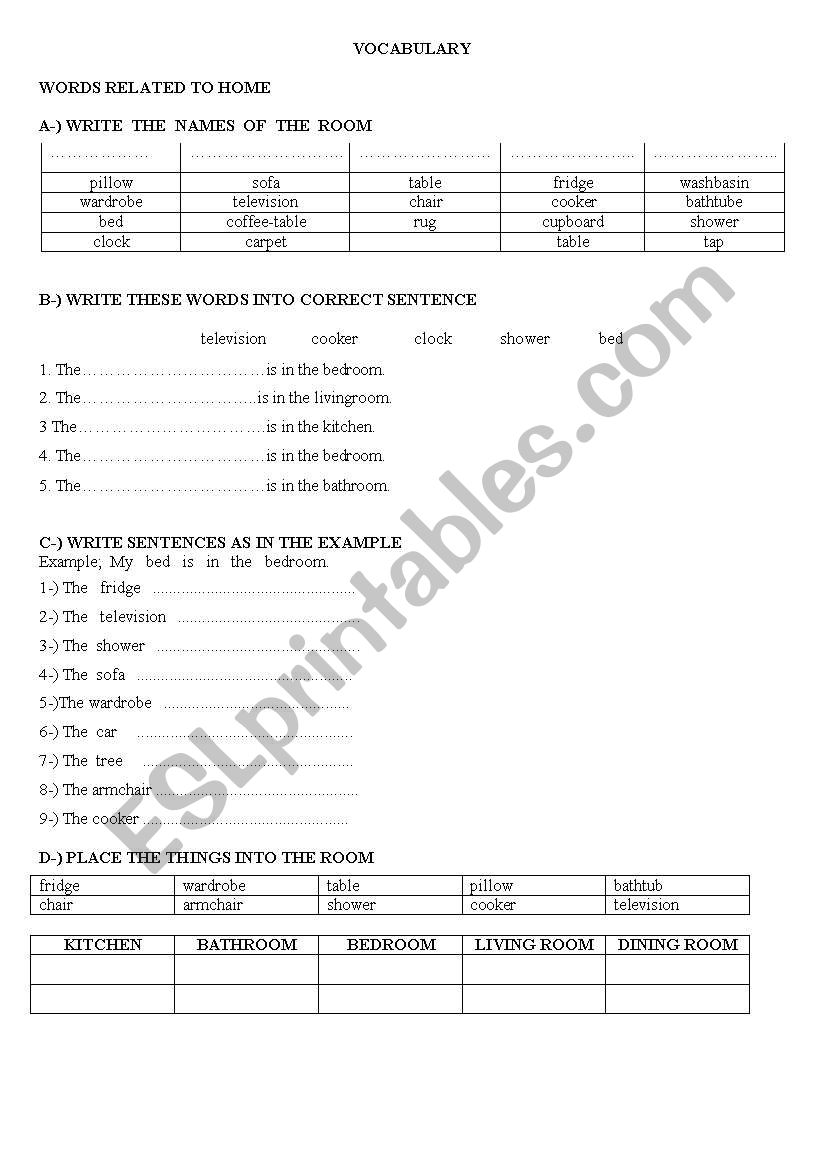 vocabulary for kids worksheet