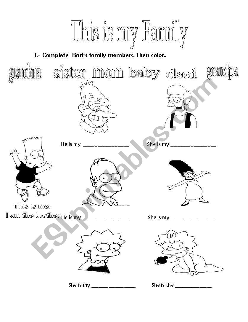 Family Members worksheet