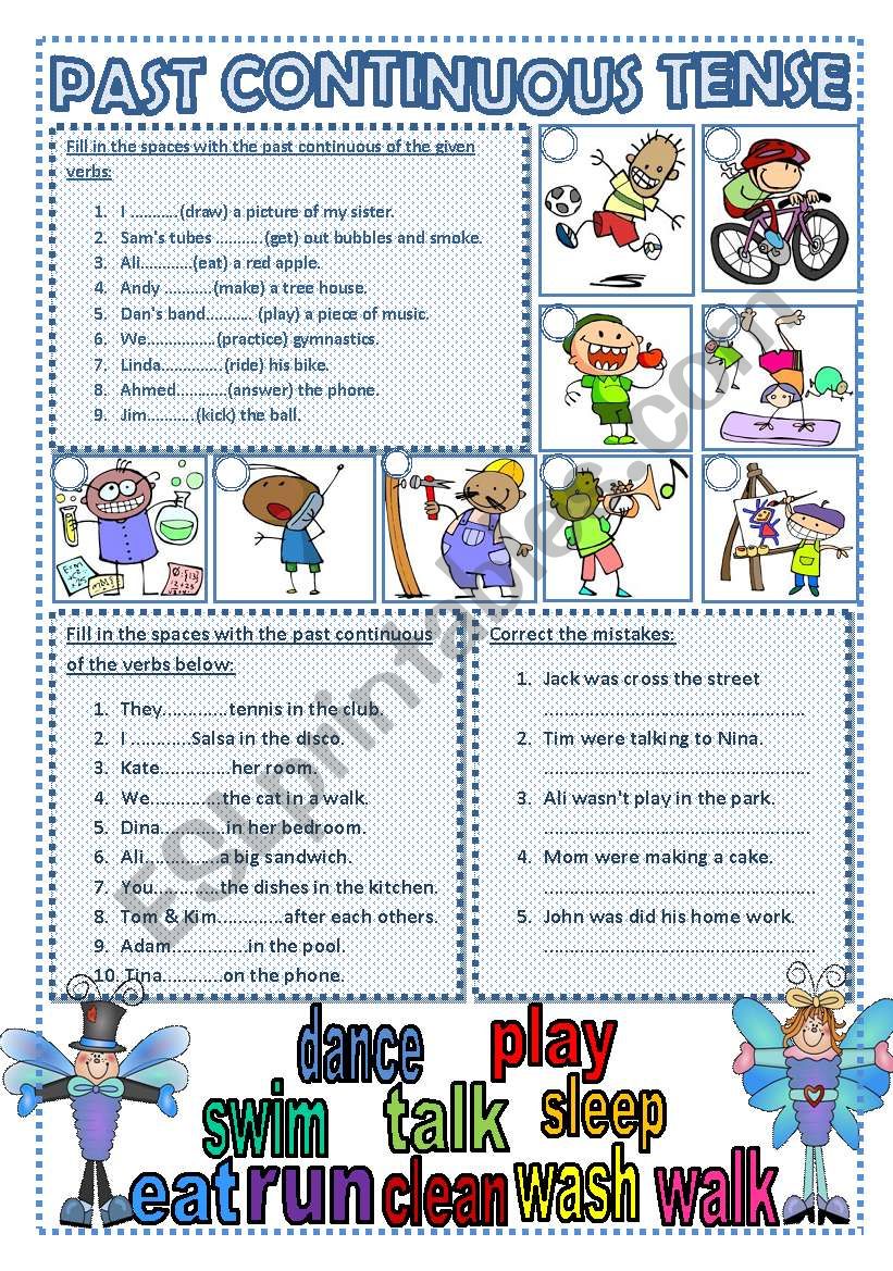 Present And Past Continuous Tense Worksheet For Class 3