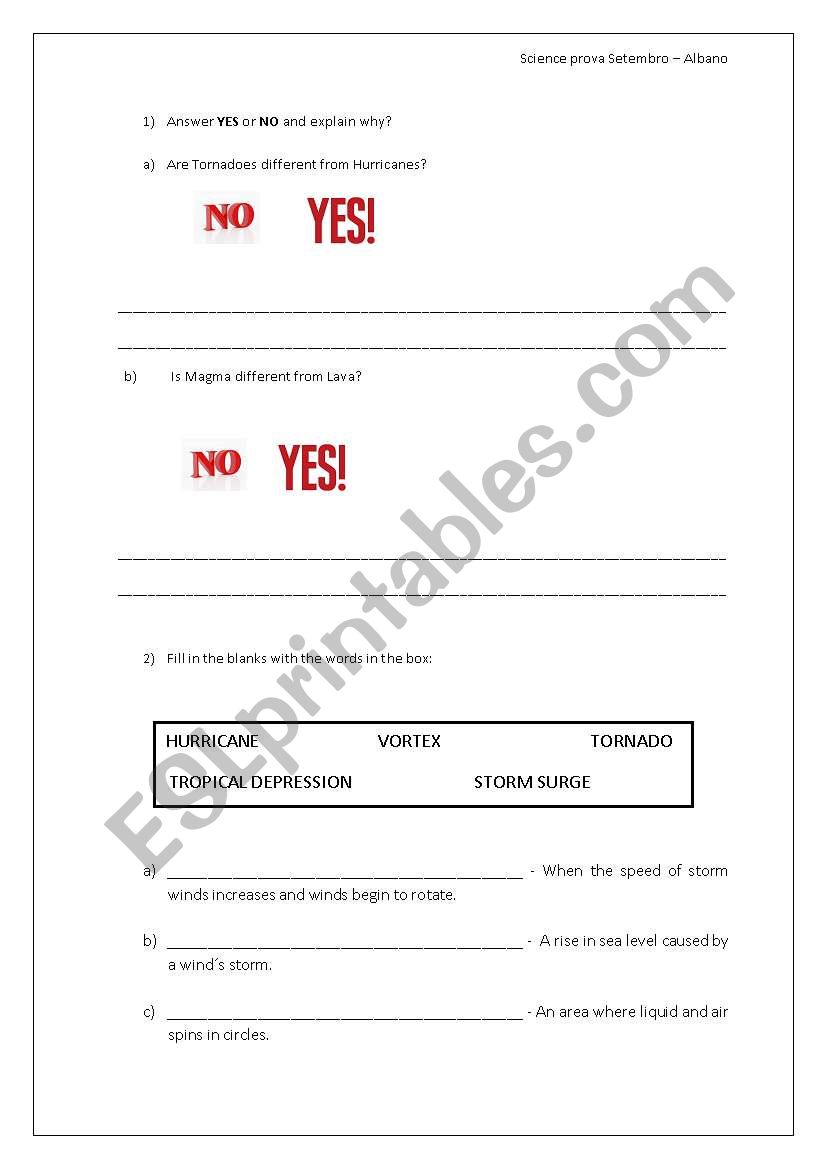 Science part 1  worksheet